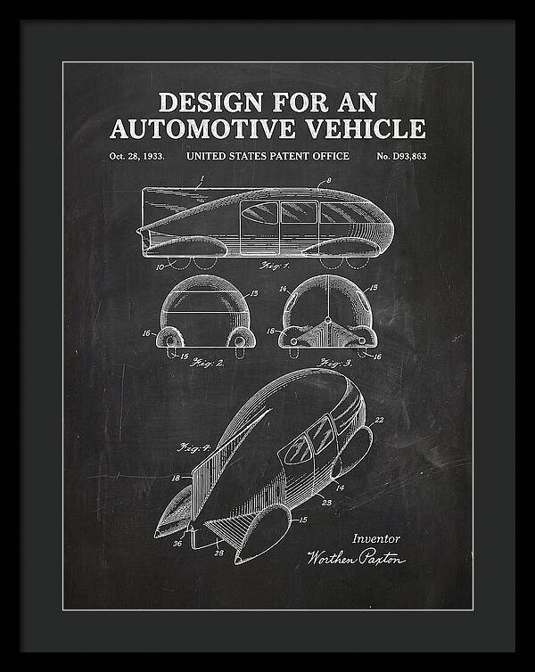Automotive Vehicle Chalkboard Patent Usd93863s