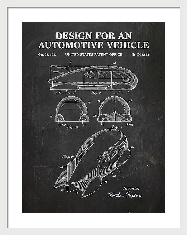 Automotive Vehicle Chalkboard Patent Usd93863s