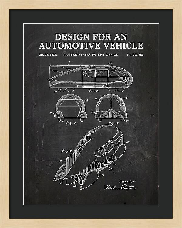Automotive Vehicle Chalkboard Patent Usd93863s