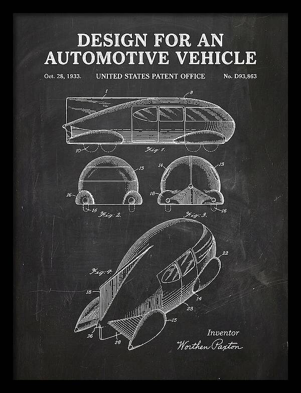Automotive Vehicle Chalkboard Patent Usd93863s
