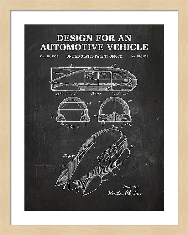 Automotive Vehicle Chalkboard Patent Usd93863s