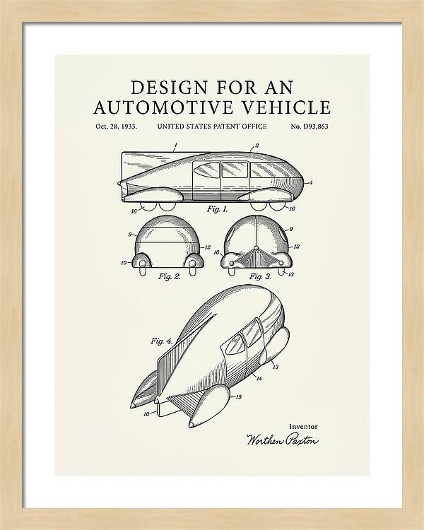 Automotive Vehicle Minimalist Patent Usd93863s