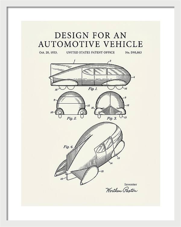 Automotive Vehicle Minimalist Patent Usd93863s