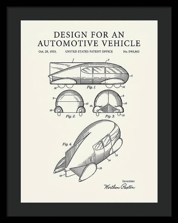 Automotive Vehicle Minimalist Patent Usd93863s