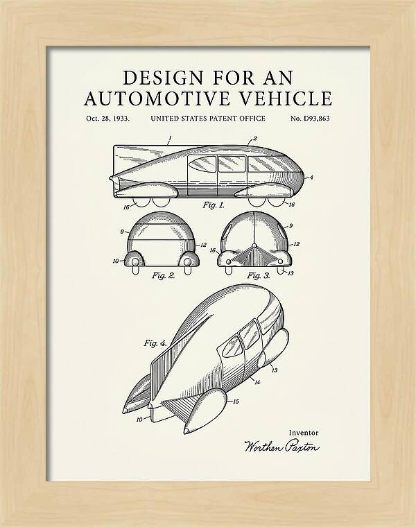 Automotive Vehicle Minimalist Patent Usd93863s