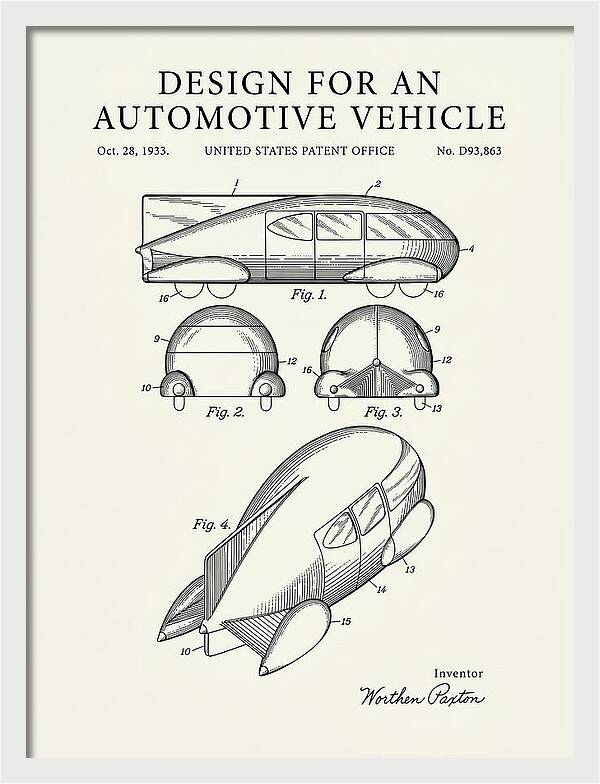 Automotive Vehicle Minimalist Patent Usd93863s