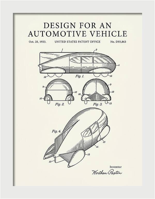Automotive Vehicle Minimalist Patent Usd93863s