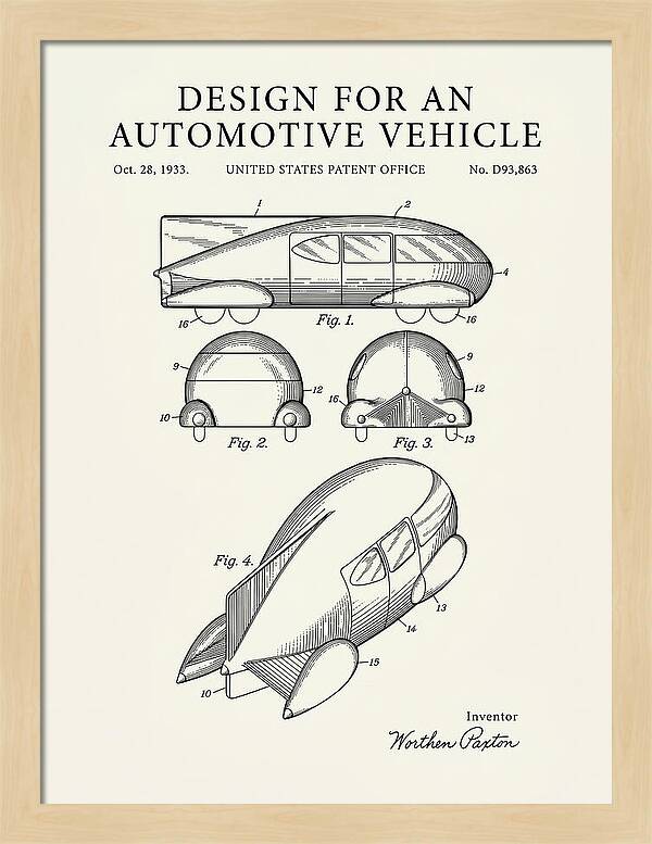 Automotive Vehicle Minimalist Patent Usd93863s