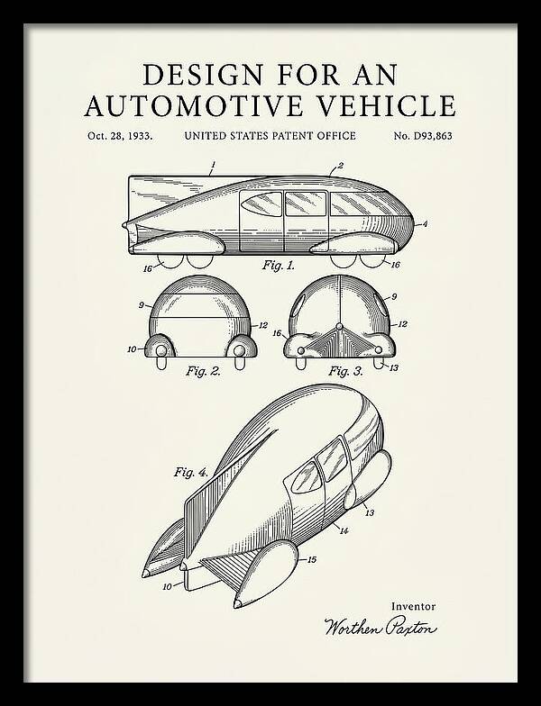 Automotive Vehicle Minimalist Patent Usd93863s