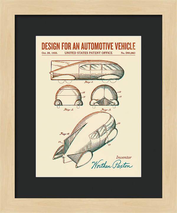 Automotive Vehicle Retro Patent Usd93863s
