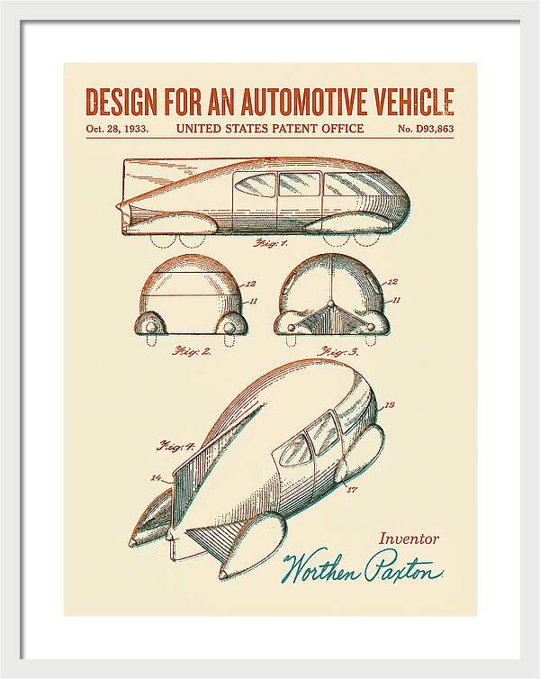 Automotive Vehicle Retro Patent Usd93863s