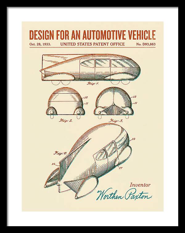 Automotive Vehicle Retro Patent Usd93863s