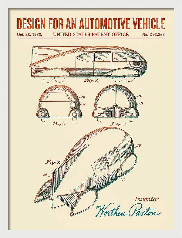Automotive Vehicle Retro Patent Usd93863s
