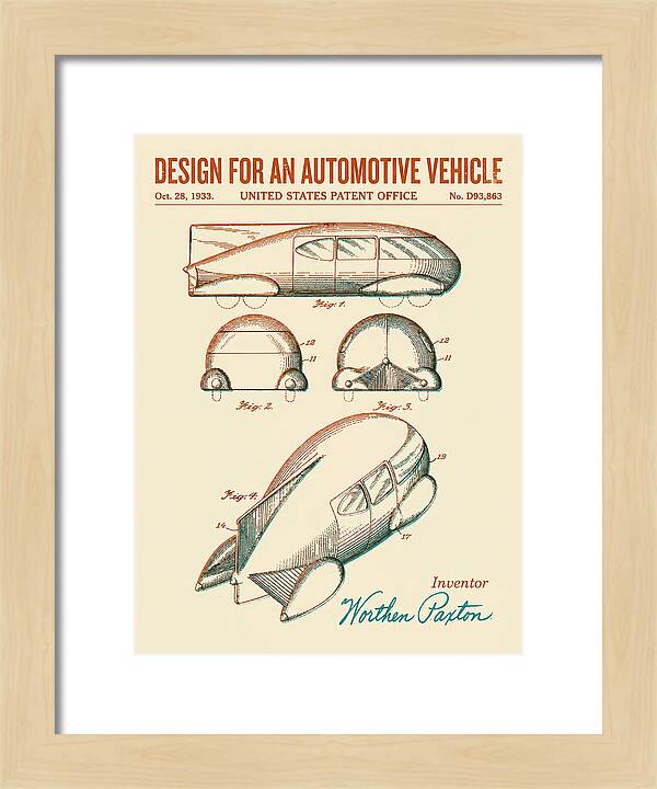Automotive Vehicle Retro Patent Usd93863s