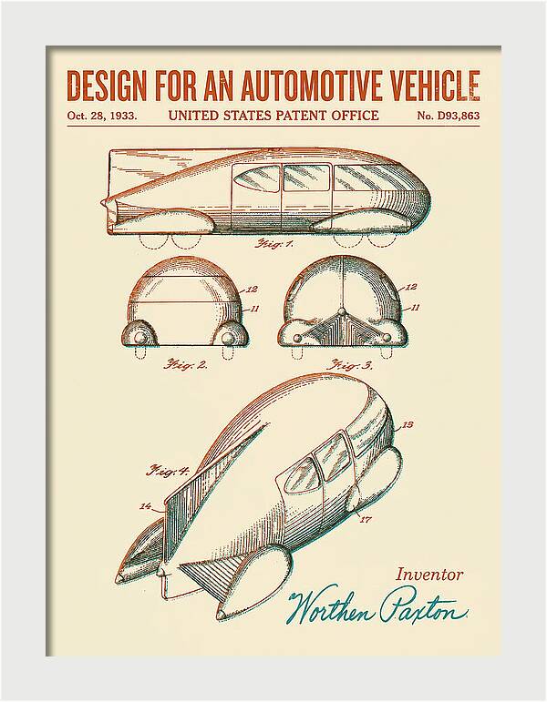 Automotive Vehicle Retro Patent Usd93863s