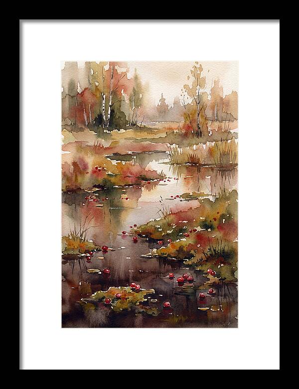 Autumn Bog With Cranberries