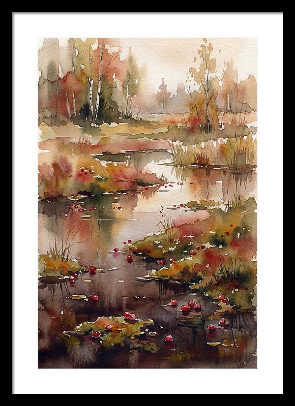 Autumn Bog With Cranberries