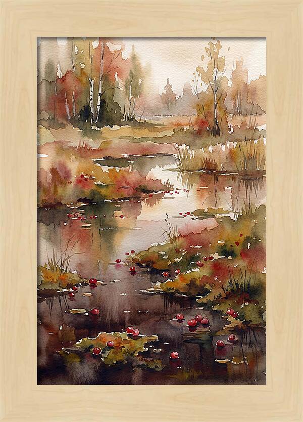 Autumn Bog With Cranberries