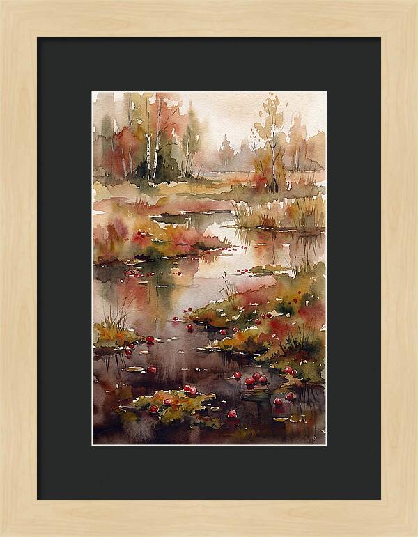 Autumn Bog With Cranberries