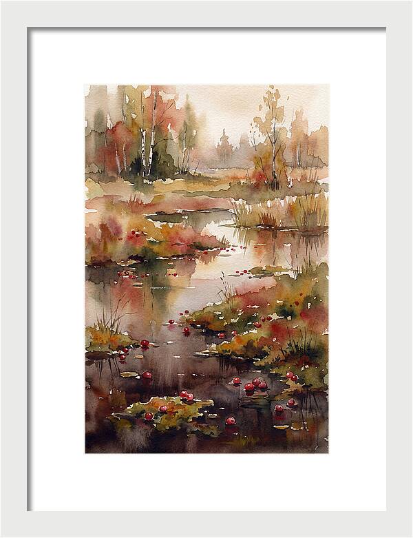 Autumn Bog With Cranberries