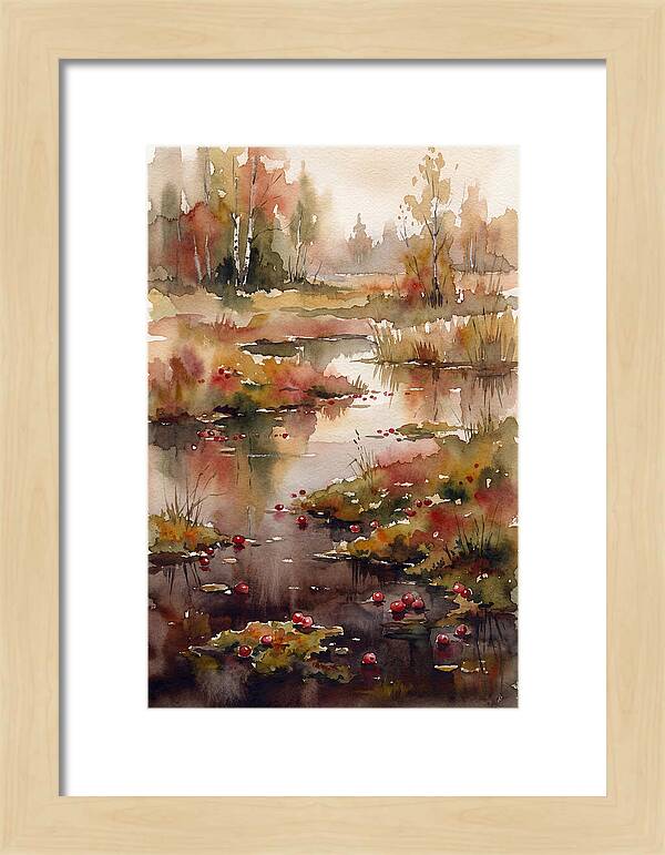 Autumn Bog With Cranberries