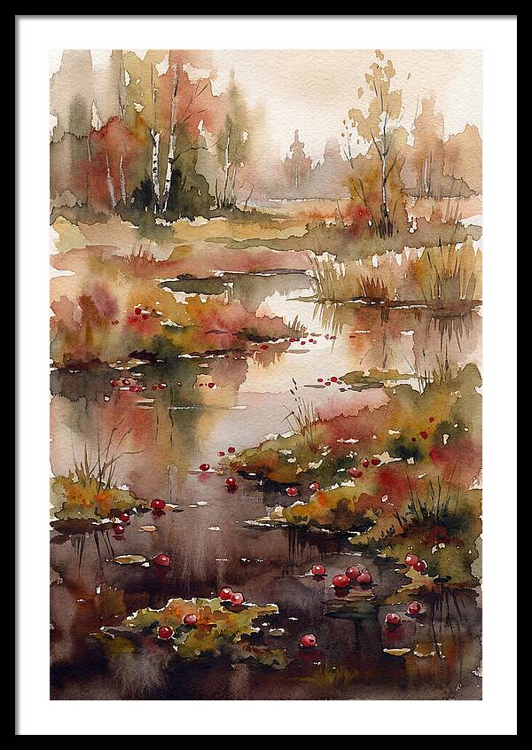 Autumn Bog With Cranberries