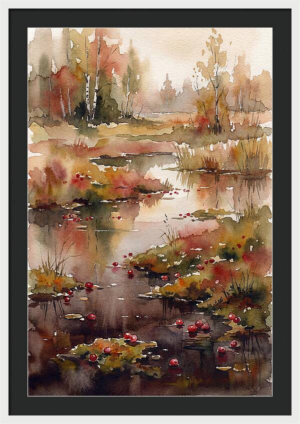 Autumn Bog With Cranberries
