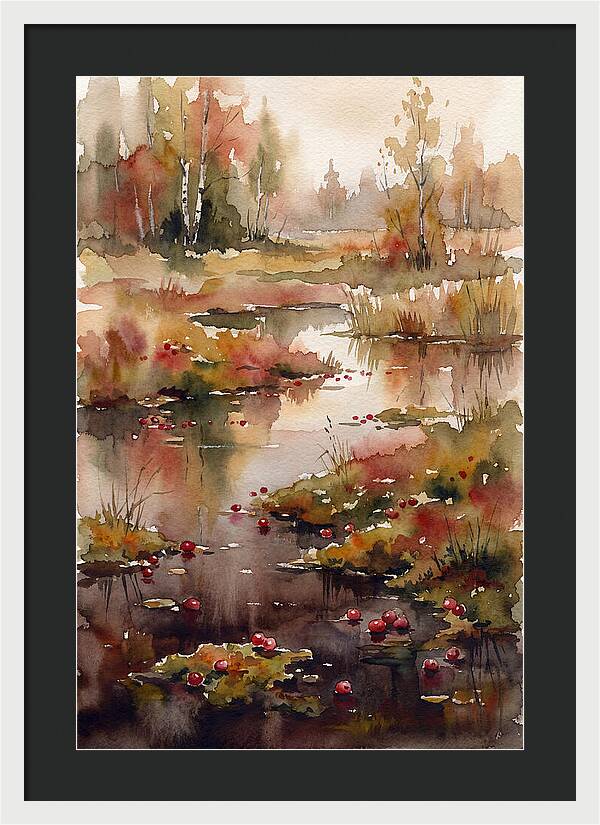 Autumn Bog With Cranberries