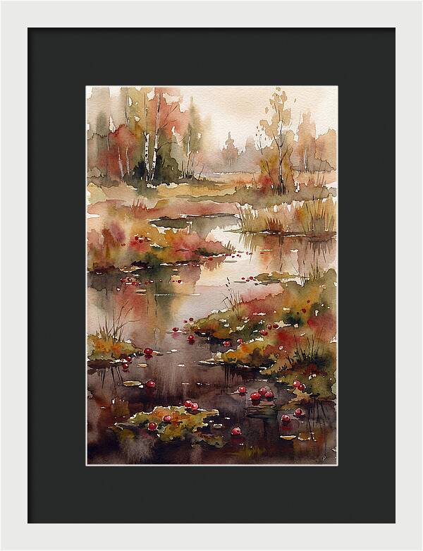 Autumn Bog With Cranberries