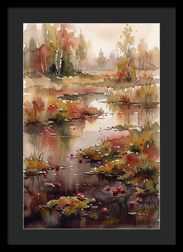 Autumn Bog With Cranberries