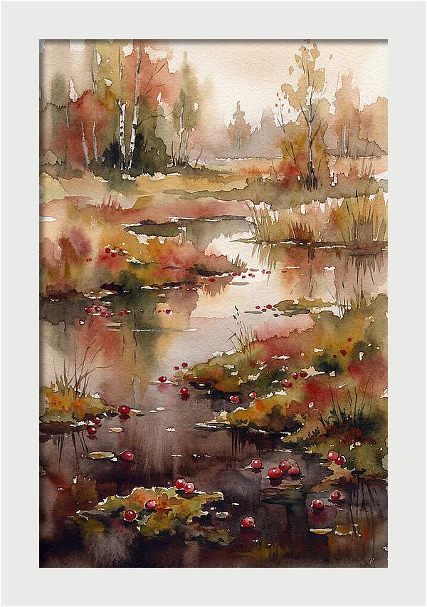 Autumn Bog With Cranberries