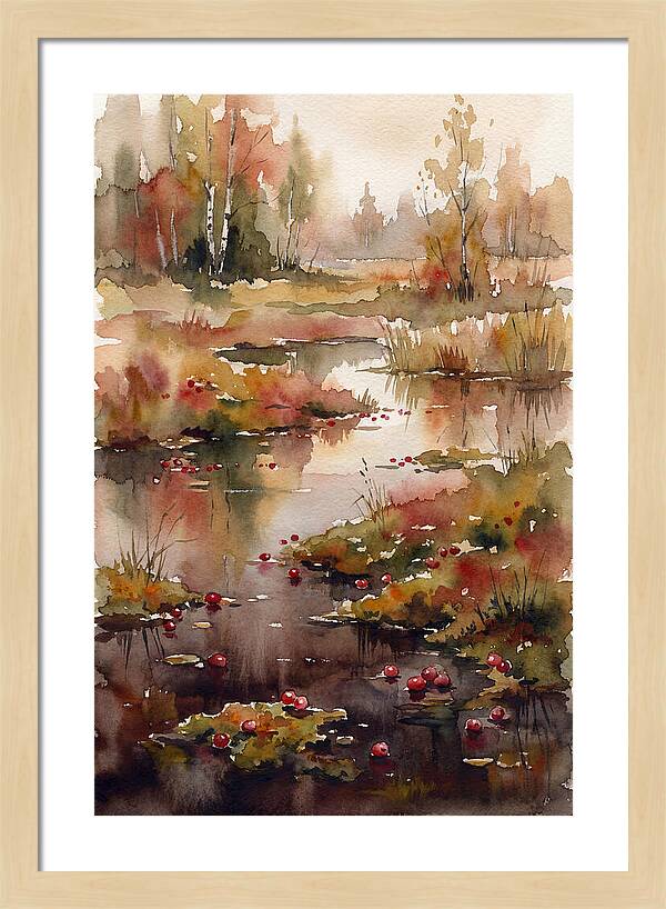Autumn Bog With Cranberries
