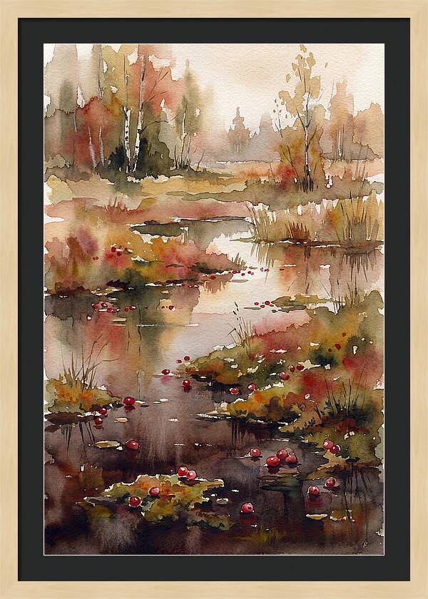 Autumn Bog With Cranberries