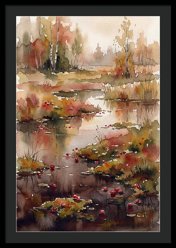 Autumn Bog With Cranberries