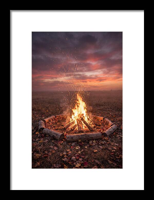 Autumn Bonfire Under Dusk Sky