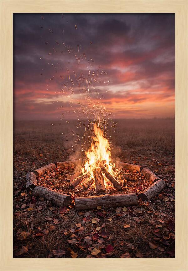 Autumn Bonfire Under Dusk Sky