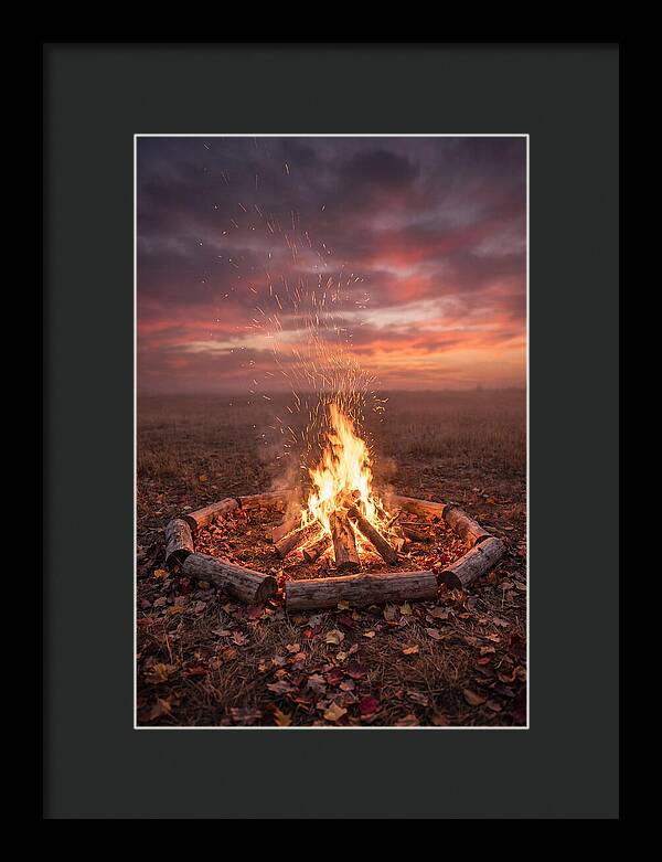 Autumn Bonfire Under Dusk Sky