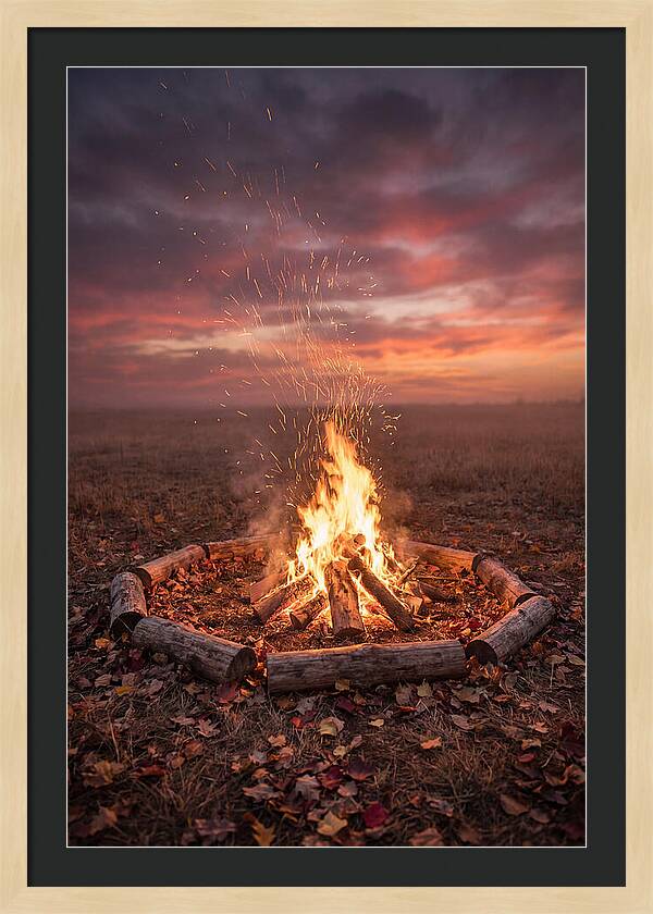 Autumn Bonfire Under Dusk Sky
