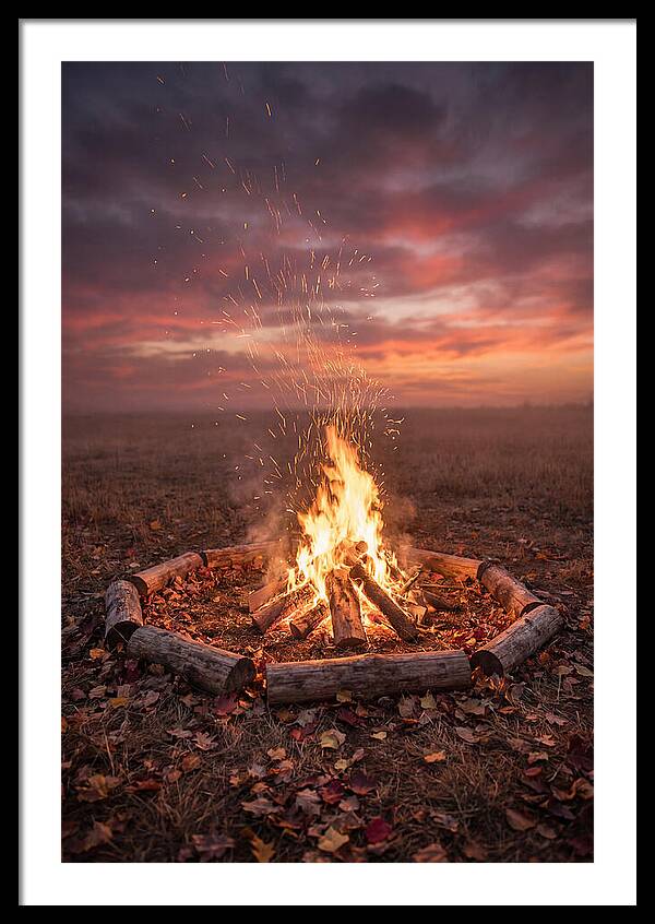 Autumn Bonfire Under Dusk Sky