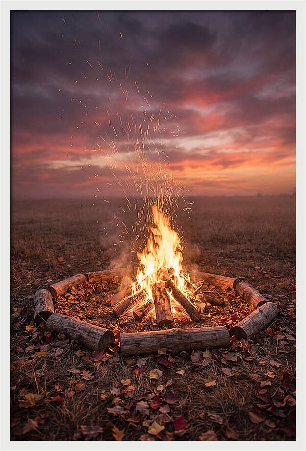 Autumn Bonfire Under Dusk Sky