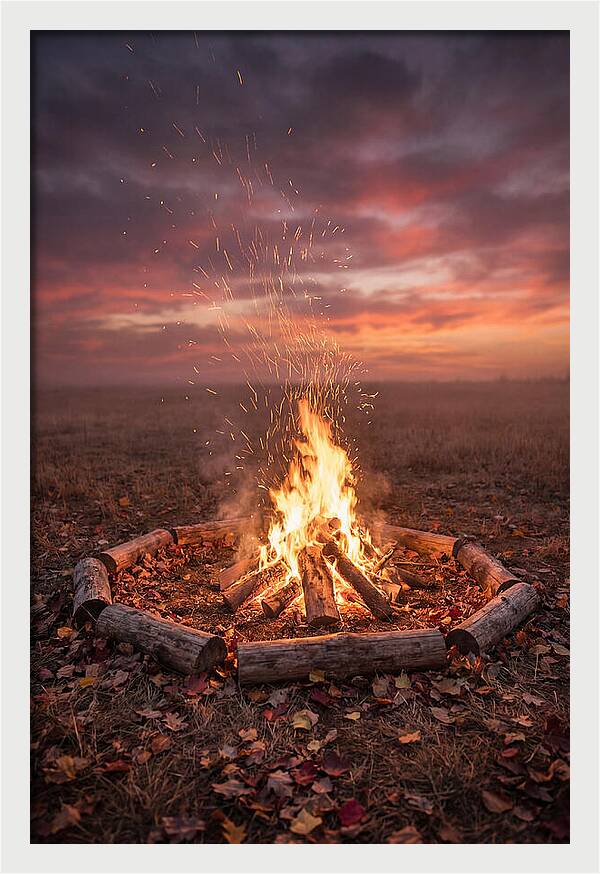 Autumn Bonfire Under Dusk Sky