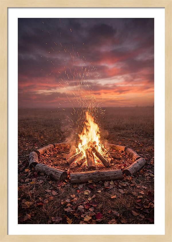Autumn Bonfire Under Dusk Sky