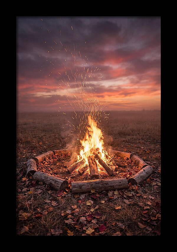 Autumn Bonfire Under Dusk Sky