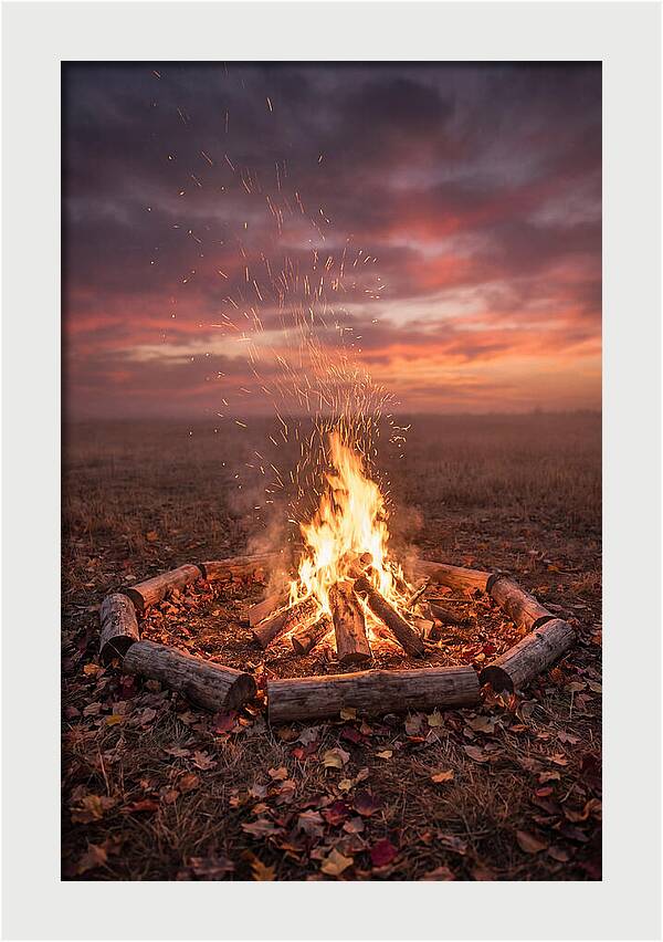 Autumn Bonfire Under Dusk Sky