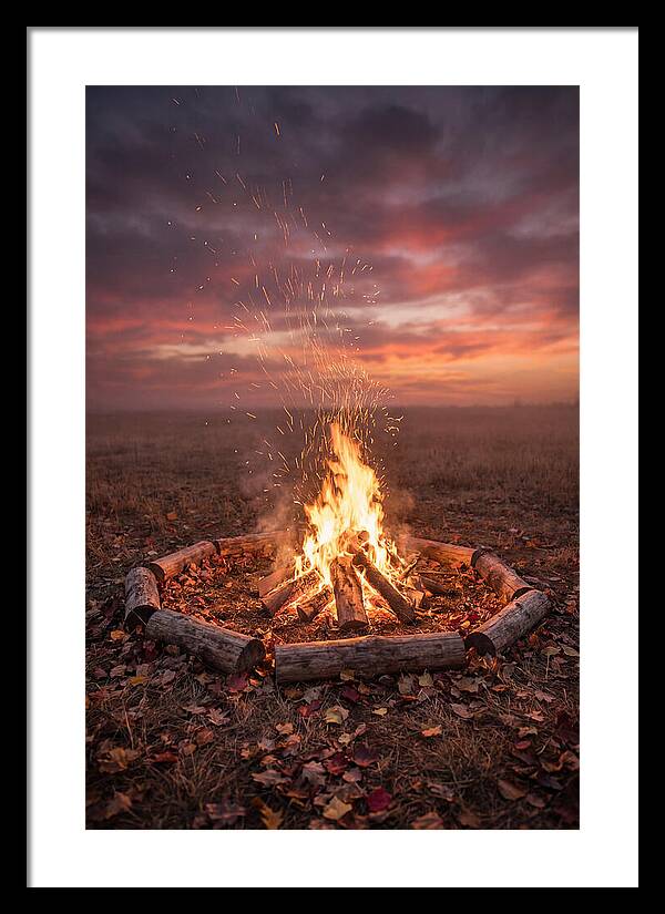 Autumn Bonfire Under Dusk Sky