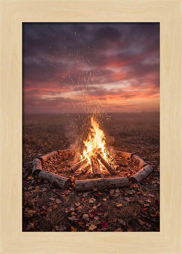 Autumn Bonfire Under Dusk Sky