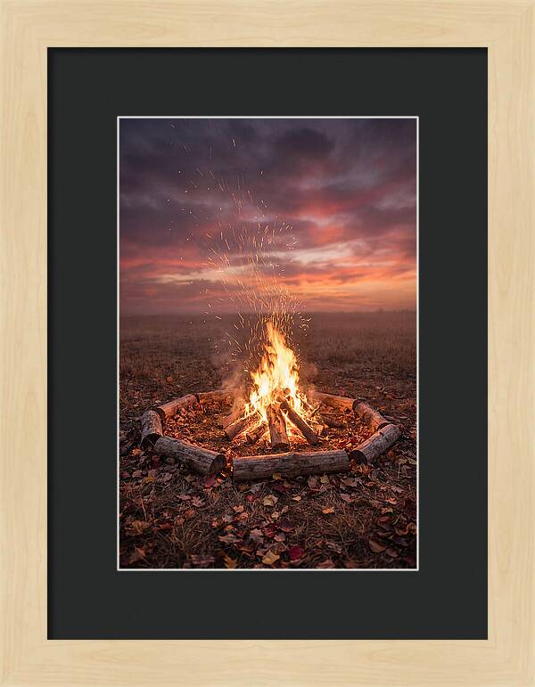 Autumn Bonfire Under Dusk Sky