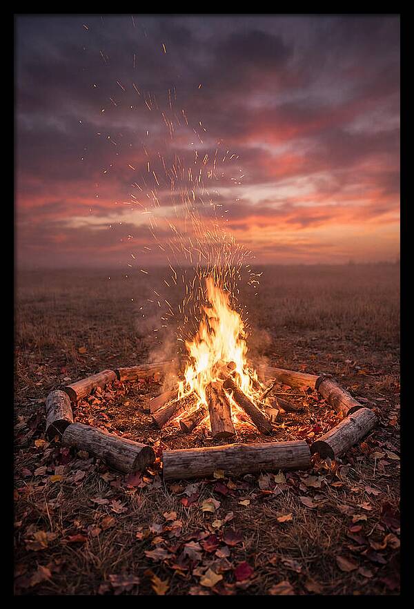 Autumn Bonfire Under Dusk Sky