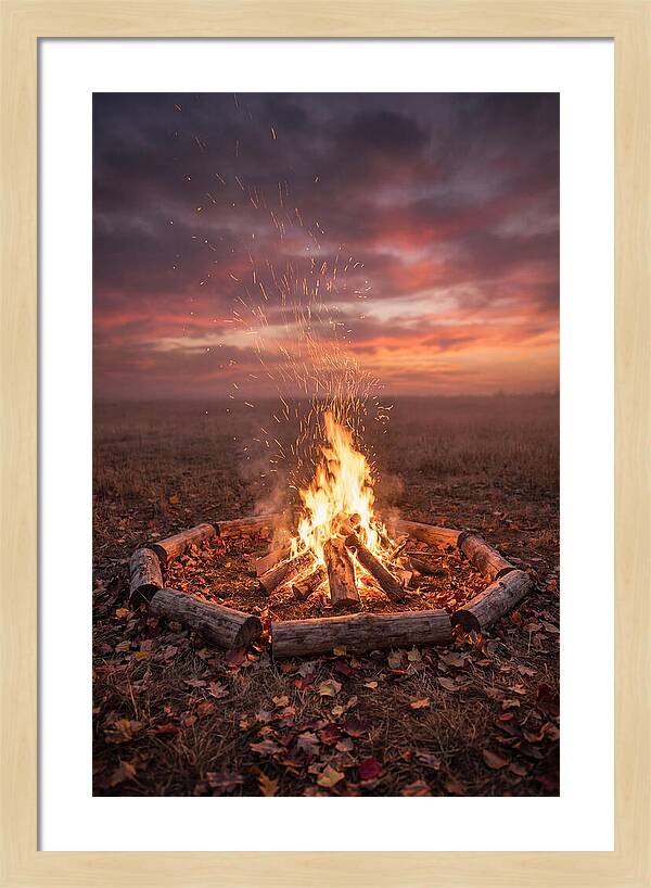 Autumn Bonfire Under Dusk Sky