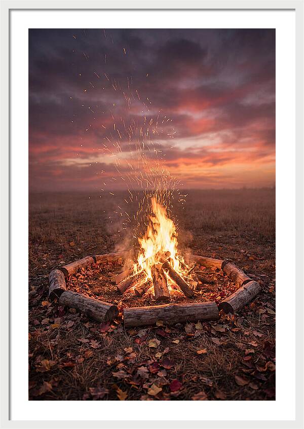 Autumn Bonfire Under Dusk Sky